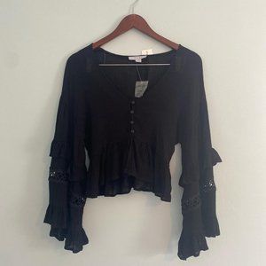 Black Boho Crop Top